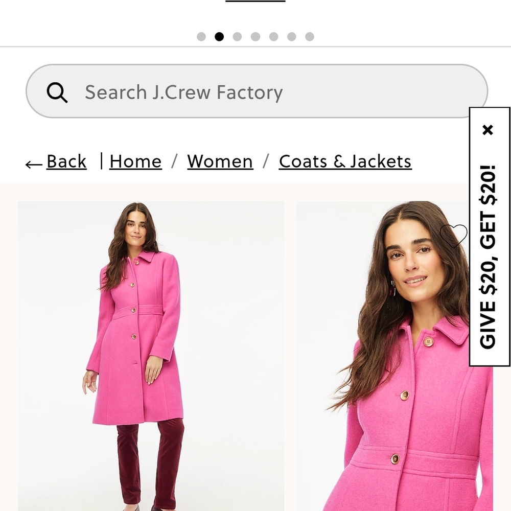 J. Crew Pink Pea Coat with Classic Wool Style